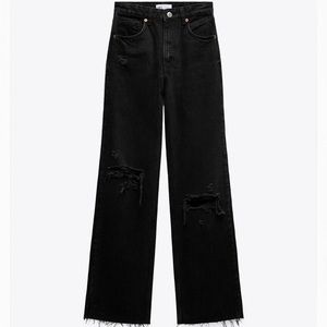 Zara Ripped Wide Leg Jeans